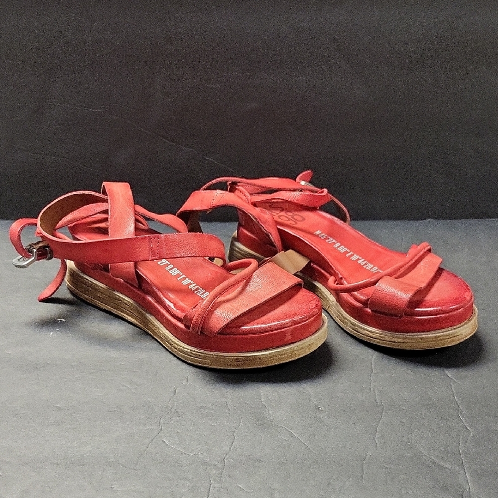 A.S.98 Red Strappy Platform Sandals